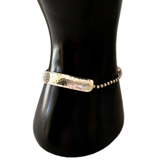 BRIGHTON BILBAO BAR Link SILVER Crystal Plaque Pretty BRACELET - Picture 6 of 6